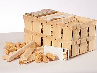 Anzündholz-Set im Spankorb